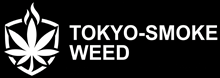 Tokyo-Smoke Weed logo with white cannabis leaf icon and bold white text on black background